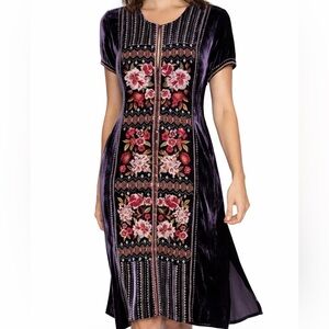 Johnny Was velvet heavily embroidered “Mathilda” dress NWT